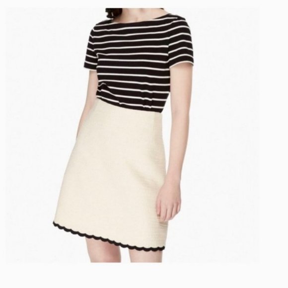 Kate Spade sand dune rambling roses Scallop Tweed cream Skirt size 6 nwot - Picture 1 of 7